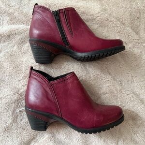 NWT Spring Step Leather Ankle Boots Burgundy Size EU 37 US 6.5